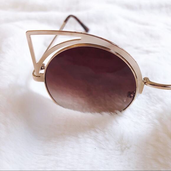 Mia Gold Cat Eye Retro Round Tinted Sunglasses - Picture 8 of 11